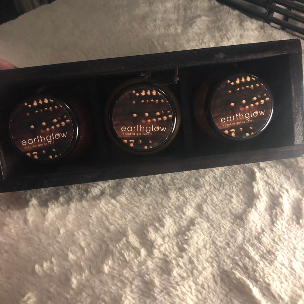Earth glow, three fragranced luxury, shimmer gel candles, wit